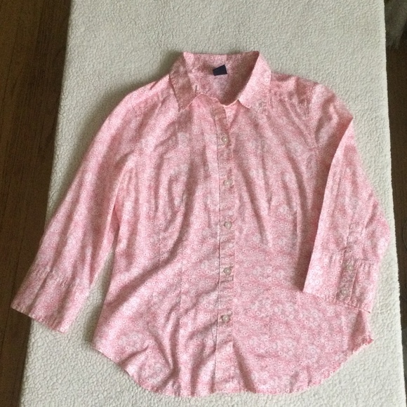 Vintage GAP Floral Button Down Shirt Pink White Y2K - Sz Small - Picture 3 of 8